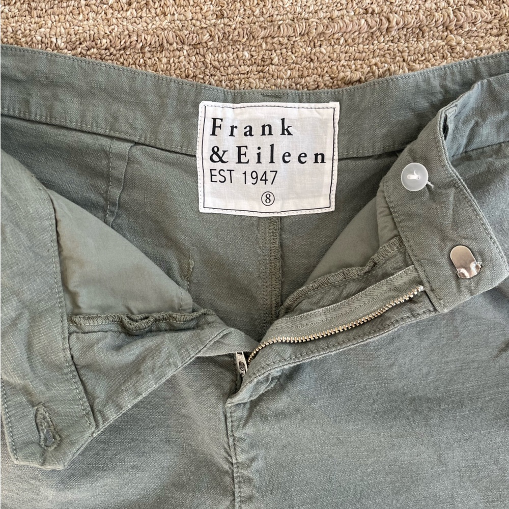 NWOT Frank and Eileen Waterford 4.5” Linen Shorts - Olive Green - Picture 4 of 15